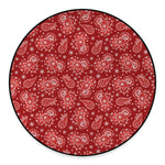 Red Paisley Pattern Print Round Floor Mat