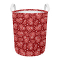 Red Paisley Pattern Print Round Laundry Basket