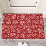 Red Paisley Pattern Print Rubber Doormat