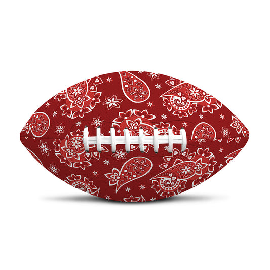 Red Paisley Pattern Print Rugby Ball