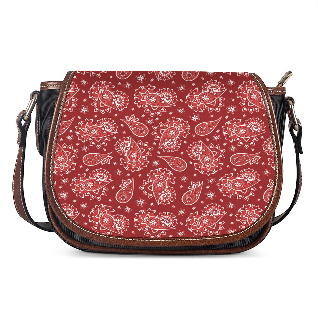 Red Paisley Pattern Print Saddle Bag