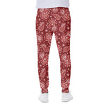 Red Paisley Pattern Print Scuba Joggers