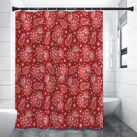 Red Paisley Pattern Print Shower Curtain