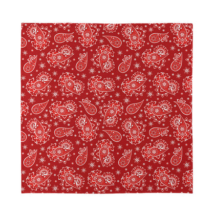 Red Paisley Pattern Print Silk Bandana