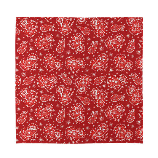 Red Paisley Pattern Print Silk Bandana