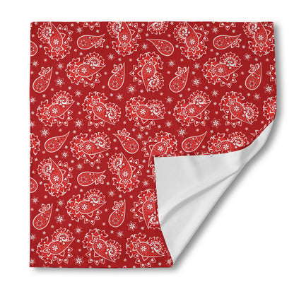 Red Paisley Pattern Print Silk Bandana