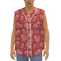 Red Paisley Pattern Print Sleeveless Baseball Jersey