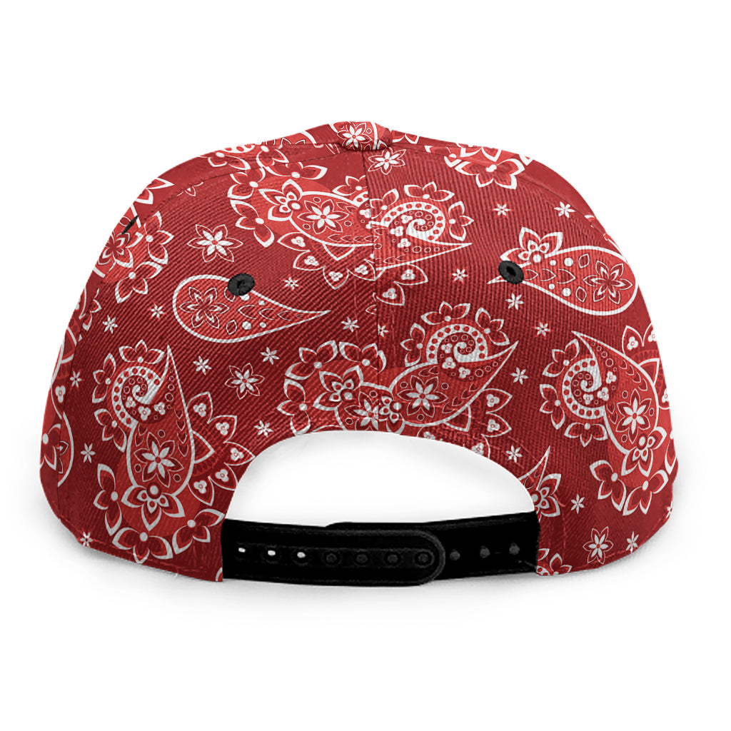 Red Paisley Pattern Print Snapback Cap