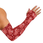 Red Paisley Pattern Print Sun Protection Arm Sleeves