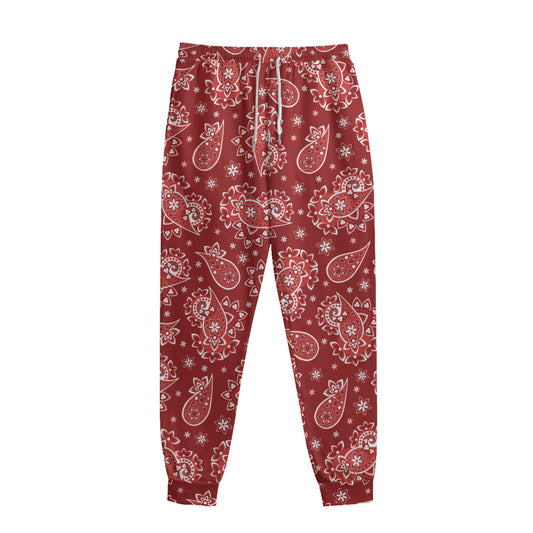 Red Paisley Pattern Print Sweatpants