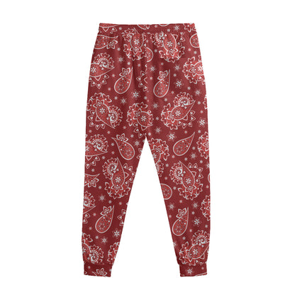 Red Paisley Pattern Print Sweatpants
