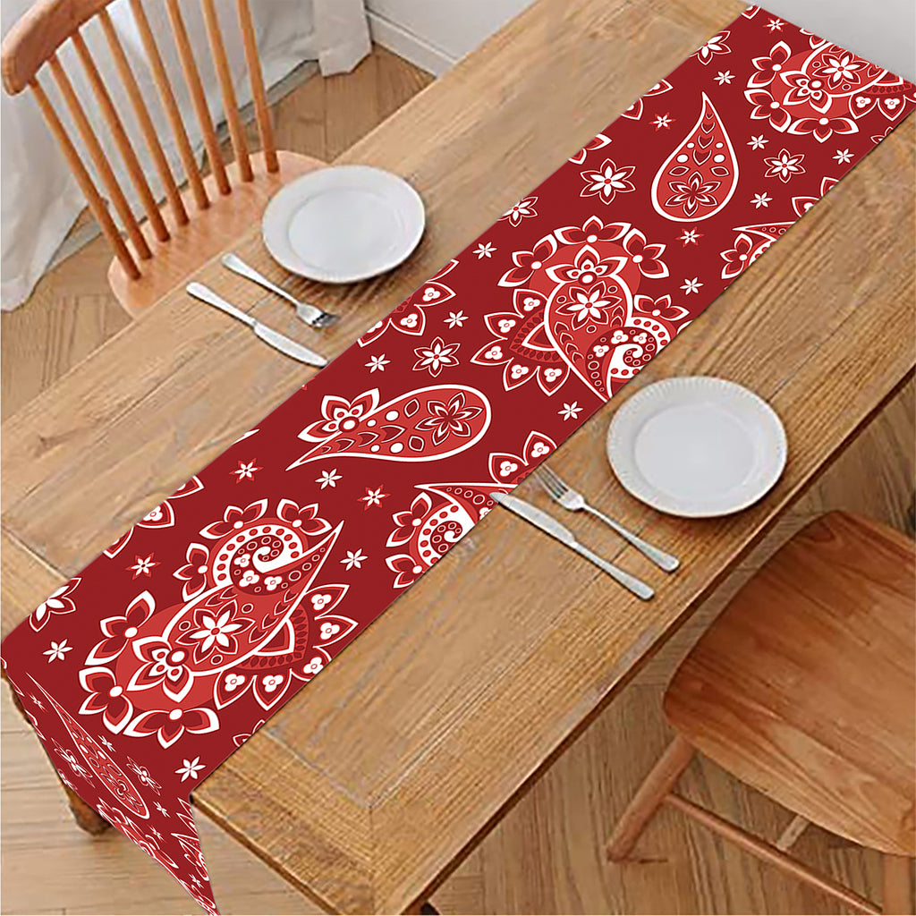 Red Paisley Pattern Print Table Runner