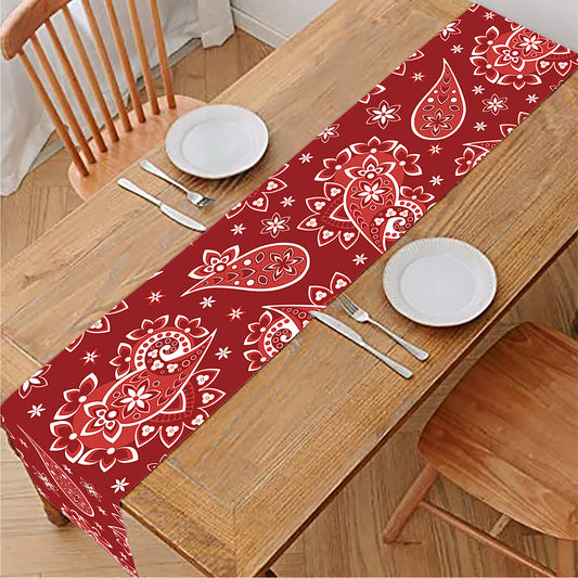 Red Paisley Pattern Print Table Runner