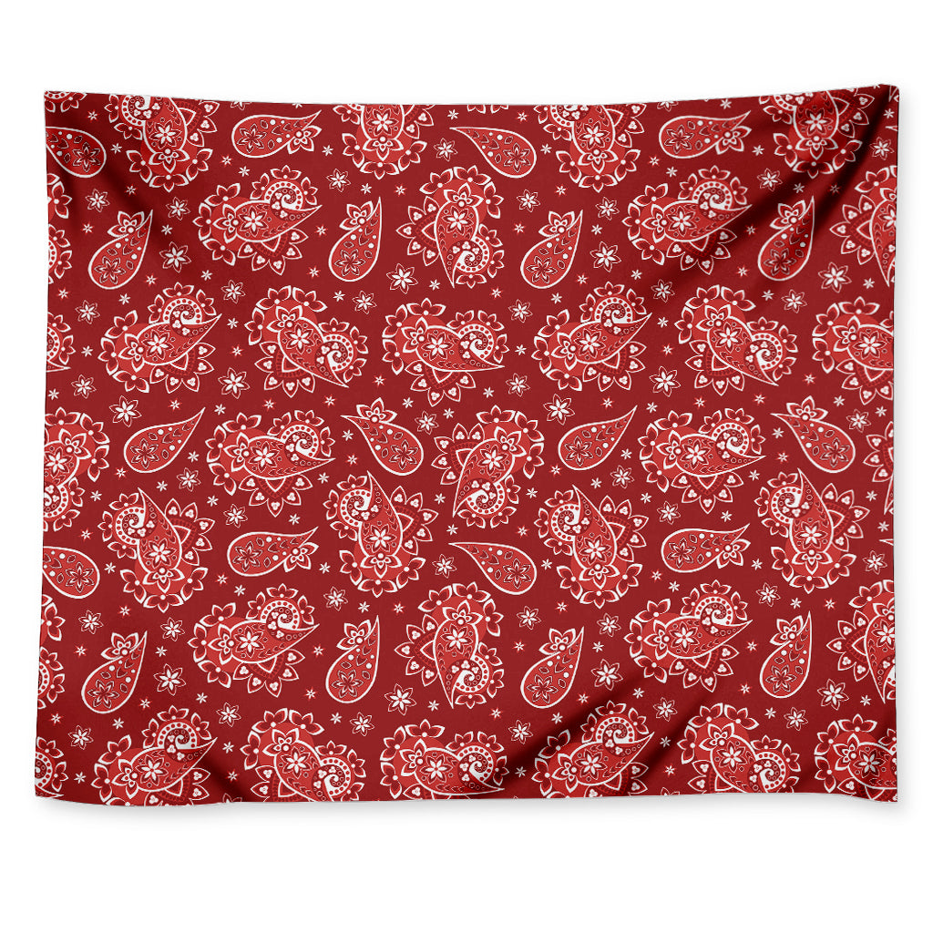 Red Paisley Pattern Print Tapestry