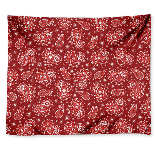 Red Paisley Pattern Print Tapestry