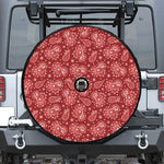 Red Paisley Pattern Print Tire Cover With Camera Hole