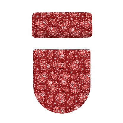 Red Paisley Pattern Print Toilet Lid And Tank Cover Set