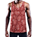 Red Paisley Pattern Print Men's Workout Tank Top