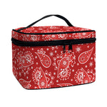 Red Paisley Pattern Print Travel Makeup Bag