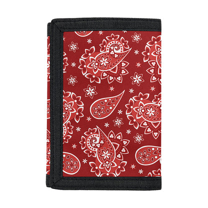 Red Paisley Pattern Print Trifold Wallet