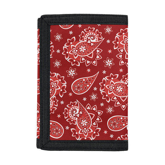 Red Paisley Pattern Print Trifold Wallet