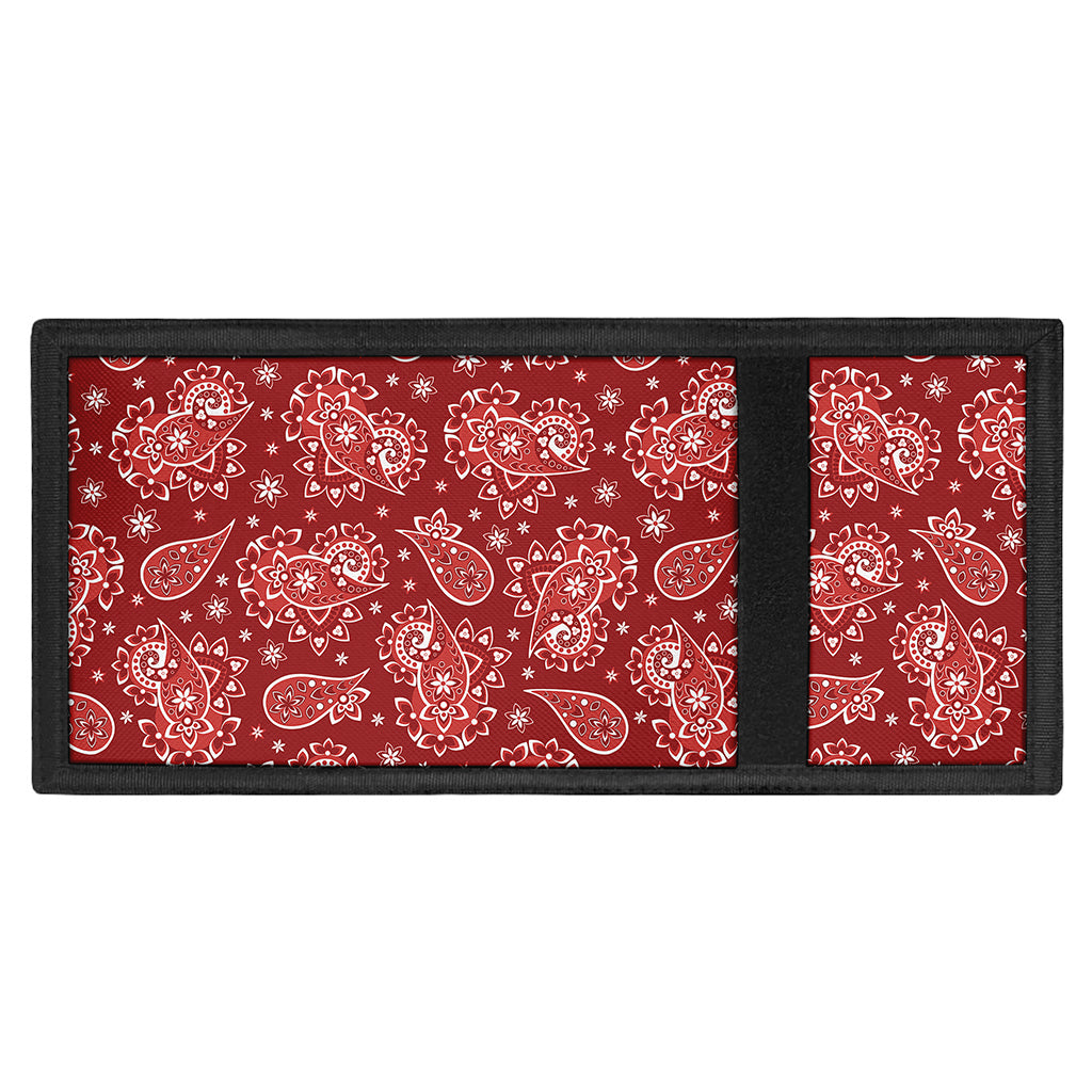 Red Paisley Pattern Print Trifold Wallet