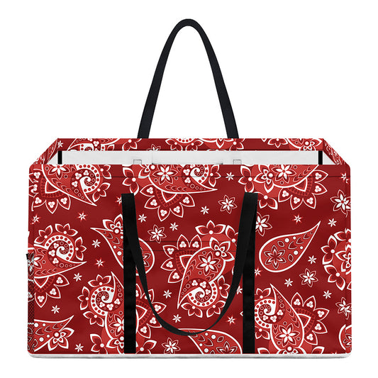 Red Paisley Pattern Print Utility Tote Bag