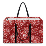 Red Paisley Pattern Print Utility Tote Bag
