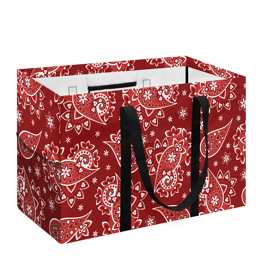 Red Paisley Pattern Print Utility Tote Bag