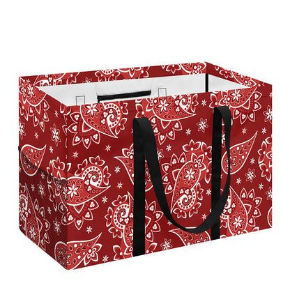 Red Paisley Pattern Print Utility Tote Bag