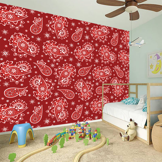 Red Paisley Pattern Print Wall Sticker