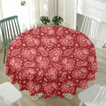 Red Paisley Pattern Print Waterproof Round Tablecloth