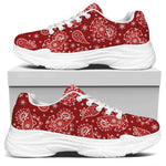 Red Paisley Pattern Print White Chunky Shoes