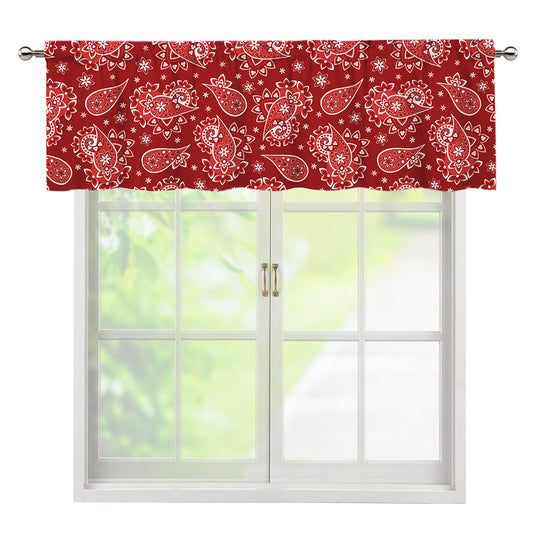 Red Paisley Pattern Print Window Valance