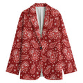 Red Paisley Pattern Print Women's Cotton Blazer