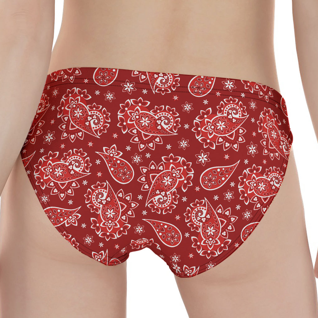 Red Paisley Pattern Print Women's Panties