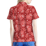Red Paisley Pattern Print Women's Polo Shirt