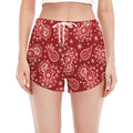 Red Paisley Pattern Print Women's Split Running Shorts