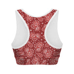 Red Paisley Pattern Print Women's Sports Bra