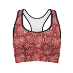 Red Paisley Pattern Print Women's Sports Bra