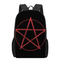 Red Pentagram Symbol Print 17 Inch Backpack