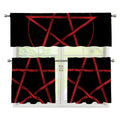 Red Pentagram Symbol Print 3 Piece Kitchen Curtains