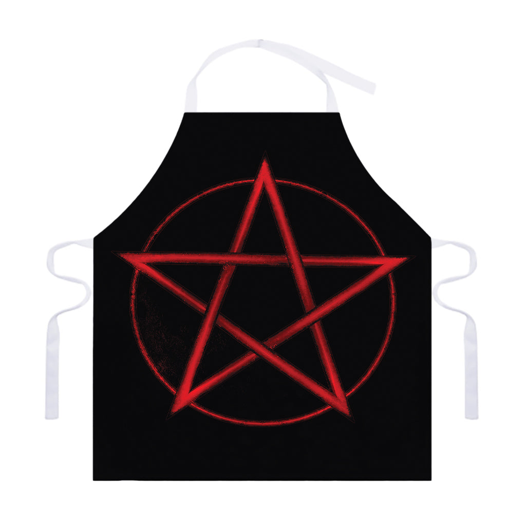 Red Pentagram Symbol Print Adjustable Apron