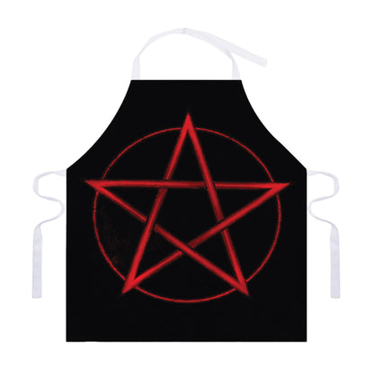 Red Pentagram Symbol Print Adjustable Apron