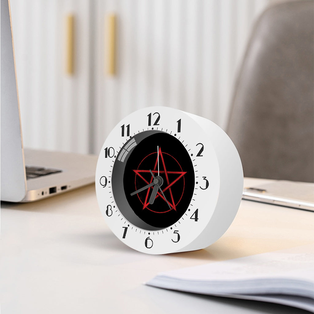 Red Pentagram Symbol Print Alarm Clock