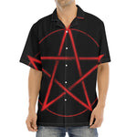 Red Pentagram Symbol Print Aloha Shirt