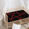 Red Pentagram Symbol Print Baby Crib Sheet