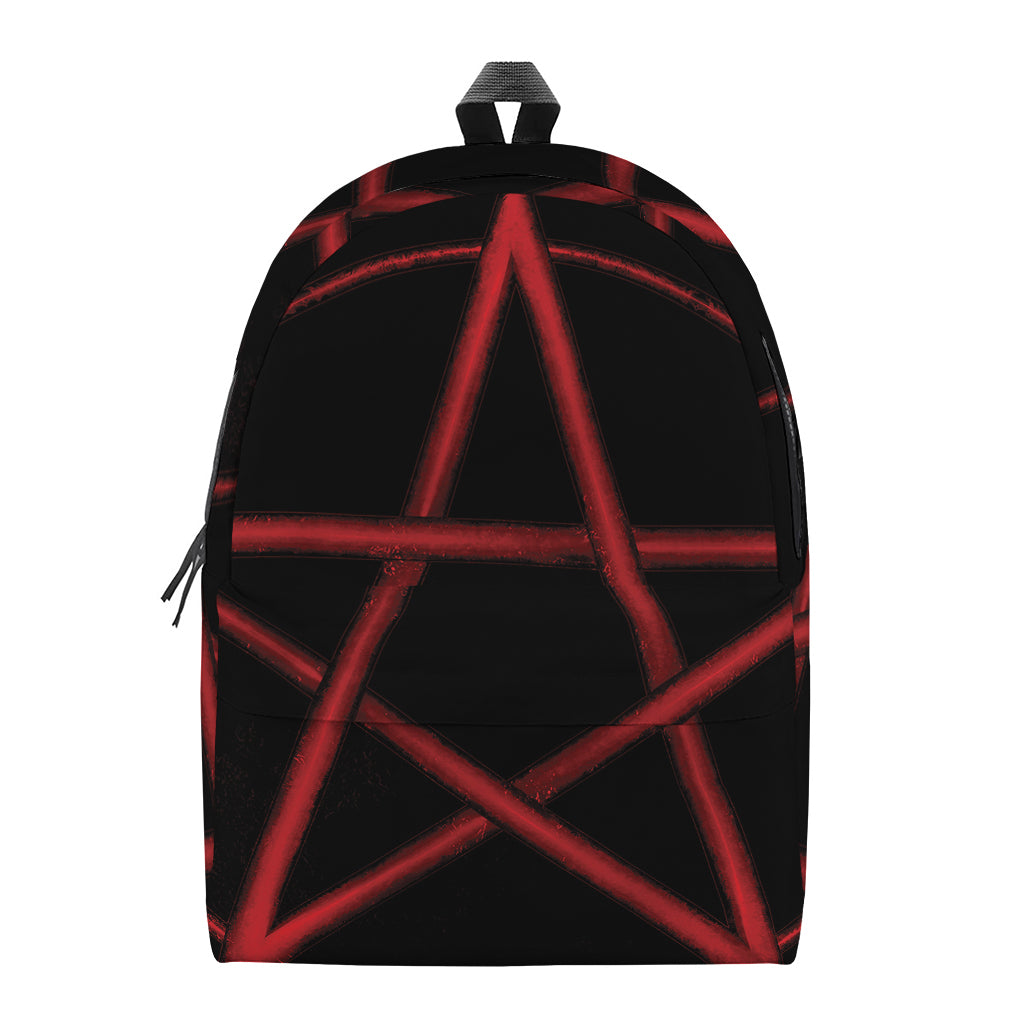 Red Pentagram Symbol Print Backpack