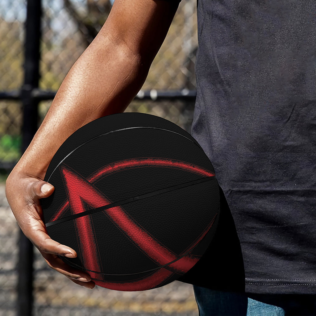 Red Pentagram Symbol Print Basketball
