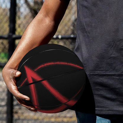 Red Pentagram Symbol Print Basketball